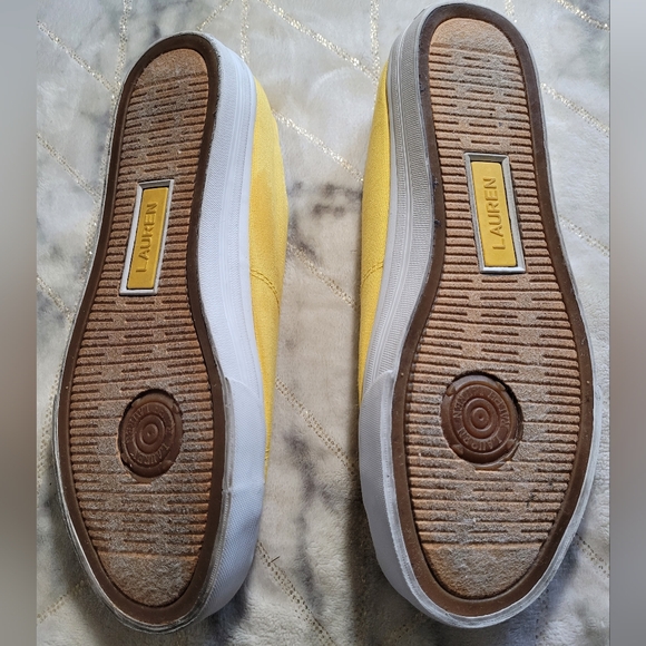 Ralph Lauren Cap-Toe Low Top Canvas Women Sneakers Size 8.5, Yellow - Picture 5 of 5